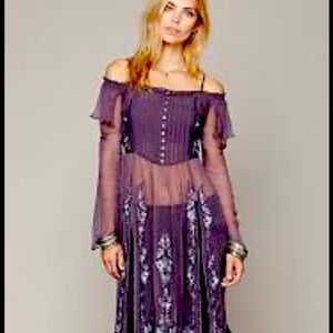 Free people embroidery off the shoulder maxi
